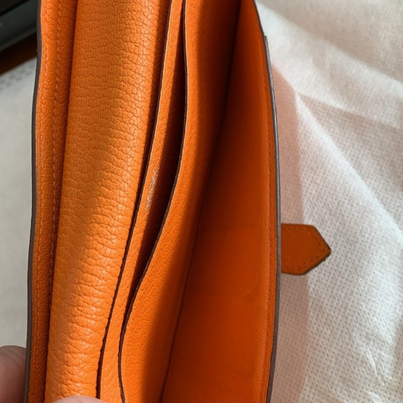 Hermès Bearn Soufflet Wallet Orange Epsom Leather Vintage FAIR CONDITION - Picture 15 of 15